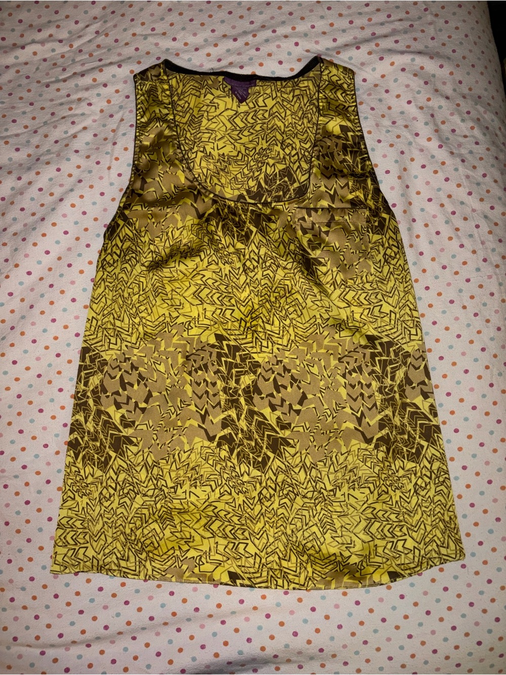 Beverly Drive Women's Plus Size 16/18W Yellow Brown Abstract Sleeveless Blouse